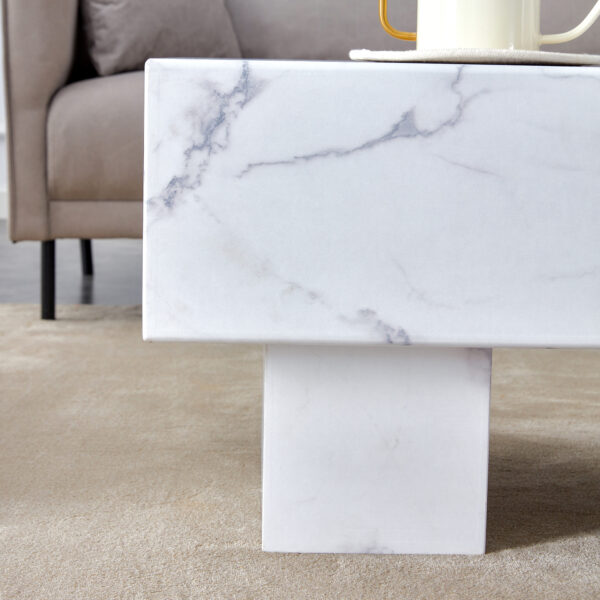 c94a76501fb14e9b98ab4b486f3e315e_20240123_21c9805383fd091f12824cc9f9630beb Modern Simple White Marble Texture MDF Coffee Table - 43.3"x21.6"x17.2" Practical Model.Making it an ideal addition to any living room or apartment.W1151134962