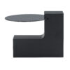 Modern Simple Double-Layer Round Coffee Table - Transparent Gray Glass Top with Black MDF L-Shaped Legs.The detachable design can make the use of space more flexible.