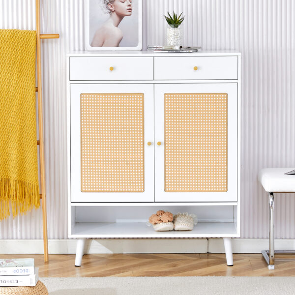 Modern minimalist storage cabinet, rattan shoe cabinet, bed top cabinet. Beautiful shape, suitable for corridors and living rooms.