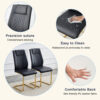 Table and chair set.Luxurious Tempered Glass Dining Set - 63"x35.4" with 4 Comfortable Black PU Chairs With Golden Arched Metal Legs .V-Shaped Support Design Table Leg.