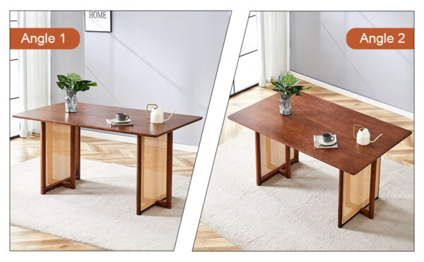 c96e1dec138d455ca07c6203aa6deebf_999b517ef427667236c6ebdfbef64843 Chinese country retro solid wood dining table,simple modern imitation rattan dining table.Suitable for dining room, living room, office.Natural Style Walnut Solid Wood Dining Table.