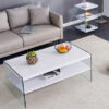 Three-tier bedside table and bunk coffee table set. Made of MDF with white stickers and clear tempered glass on both sides. The design is simple and elegant, with powerful storage functions