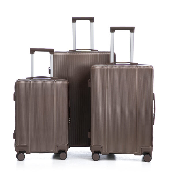 20"/24"/28" 3 pcs/set in ABS Spinner Wheel Luggage, Carry on Suitcase, Matching Color, TSA Combination Lock (Brown)