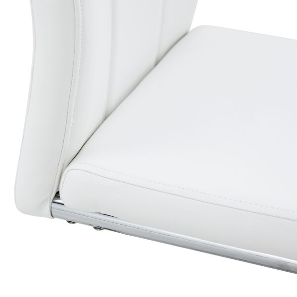 Set of 6 dining chairs, white dining chair set, PU material high backrest seats and sturdy leg chairs, suitable for restaurants, kitchens, living rooms