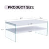 Double rectangular coffee table. The board surface is MDF, with white stickers, and both sides are transparent tempered glass. Suitable for living room, bedroom and other occasions.