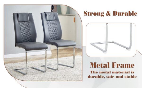 c9f0ee2773f548e2a2a293fcb7419d13_8811ce1b244783bedbd5188fa112fb72 Table and chair set.63*31.4 Inch Pandora Patterned Sintered Stone Dining Table Set - 4 Dark Gray Chairs With Silver Metal Legs.Modern Light Luxury.Perfect For Dinner Room,Meeting Room,Kitchen,etc.