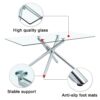 Large Modern Minimalist Rectangular Glass Dining Table for 4-8 people with 0.39" Tempered Glass Tabletop and Silver Metal Legs, for Kitchen, Living Meeting Room .71*35.4*30.W1151S01472