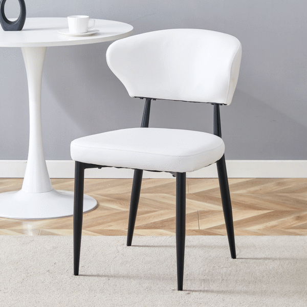 ca3ef572e65e4be0a6280a7a9dd15365_7eccb3159b9fd6380eecdf65903d8a7b White Minimalist Ergonomic Dining Chair, With A Curved Backrest For Comfortable Design,Unlocking A Comfortable And Minimalist New Sitting Posture. A Pack Of 4.Available In Black And White.