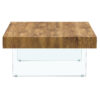 Natural Style Square MDF Coffee Table - 31.5"x31.5" with Tempered Glass Legs.Density Board Sticker,Reinforced Glass.