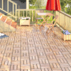 30 PCS Interlocking Deck Tiles Checker Pattern, 12" x 12" Square Yellow Acacia Hardwood Outdoor Flooring for Patio, Bancony, Pool Side,...