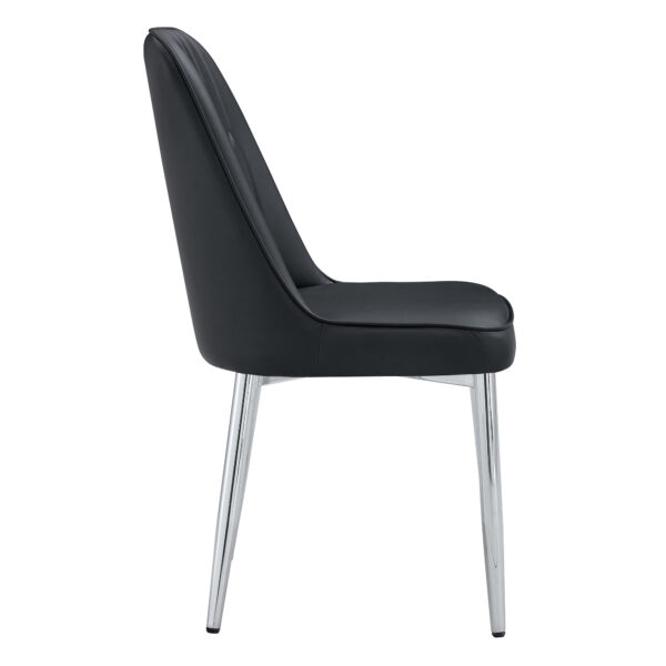 cab9bc1c20ee4ae4aa636a44397cb25c_cd11f3d629986e4868268c91c013fa99 2 modern dining chairs, smooth PU leather backrest and silver-toned metal legs for a comfortable home experience for kitchens, bedrooms and offices.