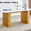 Large modern rectangular table with 0.4 inch patterned tabletop and large MDF table legs, suitable for kitchen, dining room, and living room 71 "* 35.4" * 30 "  1546