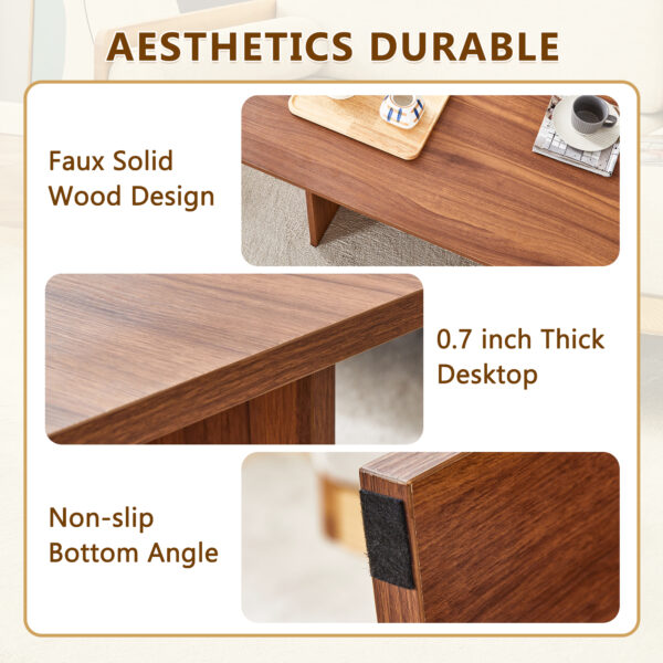cb19a92543274943a0879786d9d5abe3_cec58235e0d741363b7b5b858e65bb56 44.8 Inch Walnut Wood Grain MDF Coffee Table - Modern Luxury, Stable Triangular Support.The coffee table is made of medium density fiberboard material and is suitable for living rooms, bedrooms,etc.