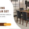Table and chair set.64.5 x 35.4 Inch Stylish Wood Color Textured Dining Table.Perfectly Blending Simplicity And Transparency.Paried With 6 Black PU Dining Chairs with Walnut Color Metal Leg.