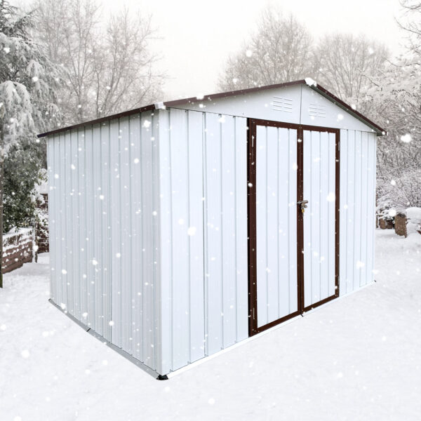Metal garden sheds 6ftx8ft outdoor storage sheds white+offee