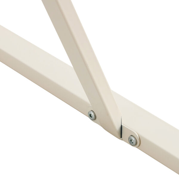 cc15f539dba848a08e9bc7d7b7c0f55c_fb6d630d2ebcbc0c56f31d94b3c4e8c5 Table and chair set.55"x31.4" Cream-Style White MDF Dining Table Set with 6 White Chairs With Silver Metal Legs.MDF Tabletop and metal frame legs.Adding a warm and gentle atmosphere to your family.