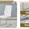 Table and chair set.63*31.4 Inch Luxurious Cold Jade Sintered Stone Dining Table Set - 6 White High-quality PU Chairs With Arched Silver Metal Legs.Perfect For Dinner Room,Meeting Room,Kitchen,etc.