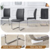 Table and chair set.63"*35.4" White Imitation Marble Pattern MDF Dining Table Set - 6 Soft and Comfortable Dark Gray PU Chair With Arched Metal Silver Leg.Create Your Exclusive Low-Key Luxury Space.