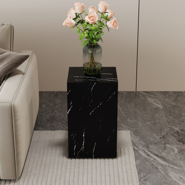 cc5f6ecf49234e6eba48d46871757067_81f6bf640f5e6f36fe93716683eb0685 11.8*11.8*19.6 Inch Black Marble Texture MDF Coffee Table - Luxurious Design, Perfect Living Room Accent.Rectangular fashion texture design coffee table, suitable for various situations and scenes.