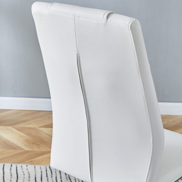 Modern Dining Chairs with Faux Leather Padded Seat Dining Living Room Chairs Upholstered Chair with Metal Legs Design for Kitchen, Living, Bedroom, Dining Room Side Chairs Set of 6 (White+PU )C-001