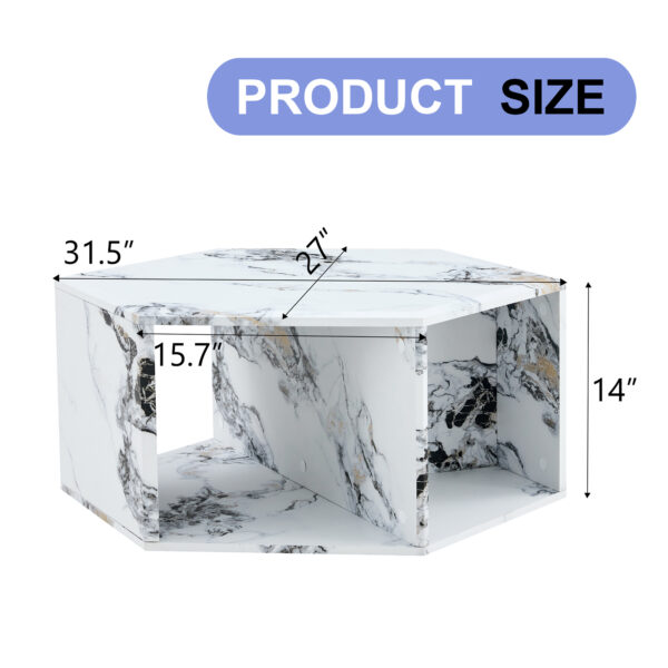 cc991b34f02e467391666288361cca45_c12bd15189c77aed920e01169e11a772 Hexagonal MDF coffee table, characteristic pattern stickers, multi-hole design to give more storage space, simple and convenient design makes it suitable for all kinds of style scenes.