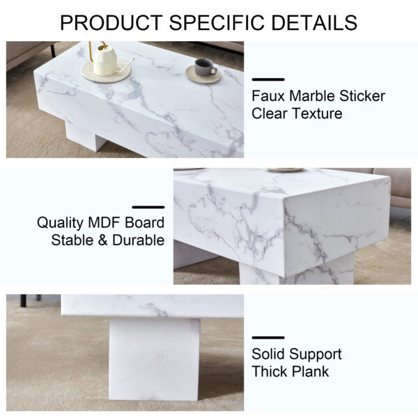 ccfddc13209d408185c32587c2859743_20240123_0367149686fd43aed32b9f765ffa9030 Modern Simple White Marble Texture MDF Coffee Table - 43.3"x21.6"x17.2" Practical Model.Making it an ideal addition to any living room or apartment.W1151134962