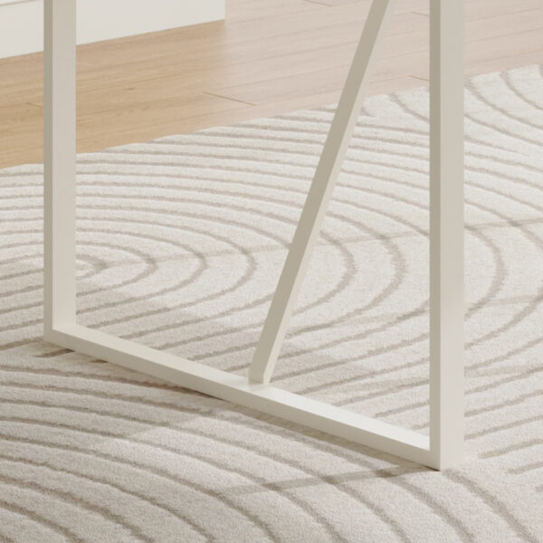 cd2ae302ae974ca9a2c6ad0d49019193_1ac03b0024136c4c4abcc3fd779e2064 55"x31.5"Cream-Style White MDF Dining Table Set with 6 Armless Chairs.MDF Tabletop and metal legs.The backrest of the dining chair has a vertical line design.Adding a warm atmosphere to your family.