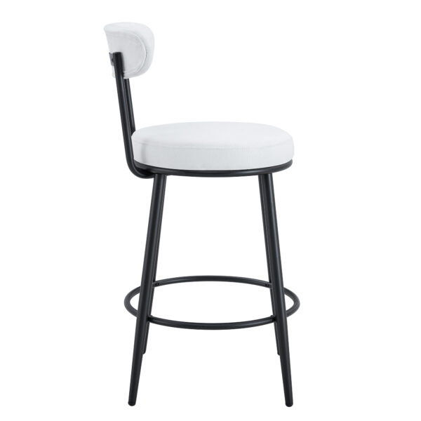 Fashionable and Comfortable - Two Sets of Ergonomic High Legged Bar Chairs,With White Fabric Cushions And a Total Height Of 35.5 Inches.Black And White Classic Color Scheme, Fashionable And Versatile.