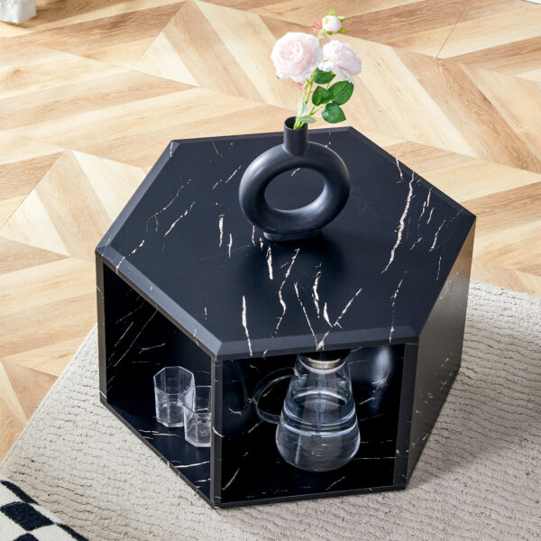 cd518fc288544b4f91eb8f52eae6a6d3_24fc285c481162f55a197aca6b6bd988 Hexagonal MDF coffee table, characteristic pattern stickers, multi-hole design to give more storage space, simple and convenient design makes it suitable for all kinds of style scenes.