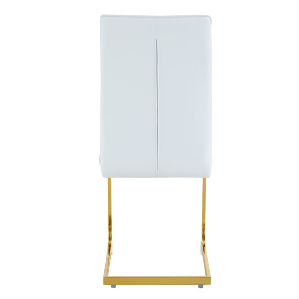 ce0512edca9a42f7ad1d53a5454fd99e_69e82f9422e24874e86066a704e13c89 Luxury Simple Arch Chair - Set of 4 White PU Material High Resilience Dining Chair with Arched Metal Gold Leg.