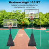 Portable Basketball Hoop for Youth Adults & Professional Match,Adjustable Height 8.04 ft to 10.01 ft,44 inch Backboard with Rebound System, Indoor/Outdoor Basketball Goal with Rebound Board and Wheels