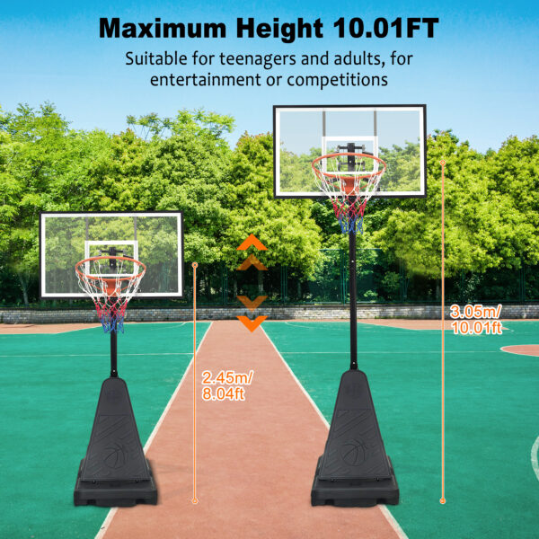 ce4aa634073d4a228751c3520695bb8e_b1d8817e32dd793f93e01b1c53230355 Portable Basketball Hoop for Youth Adults & Professional Match,Adjustable Height 8.04 ft to 10.01 ft,44 inch Backboard with Rebound System, Indoor/Outdoor Basketball Goal with Rebound Board and Wheels