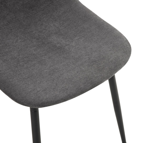 ce5fe8510a1c451b8c2a185b0476fae6_bd0e56b8de6c94772da976728f85f7db Table and chair set.79"x31.5" with X-shaped Black Metal Table Legs,Wood Grain Textured MDF Crossbeam.Paired With 8 Chairs Made Of Dark Gray Lnen Fabric.Iron pipe spraying Legs.