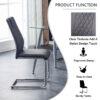 Modern Dining Chairs with Faux Leather Padded Seat Dining Living Room Chairs Upholstered Chair with Metal Legs Design for Kitchen, Living, Bedroom, Dining Room Side Chairs Set of 4 (Grey+PU)C-001