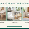 Table and chair set.31.5 Inch Elegant White Marble Pattern Round Dining Table - Suction Molding Annular Texture.Paired With 4 Black PU Chairs with Simple Line Designs On The Backrest.