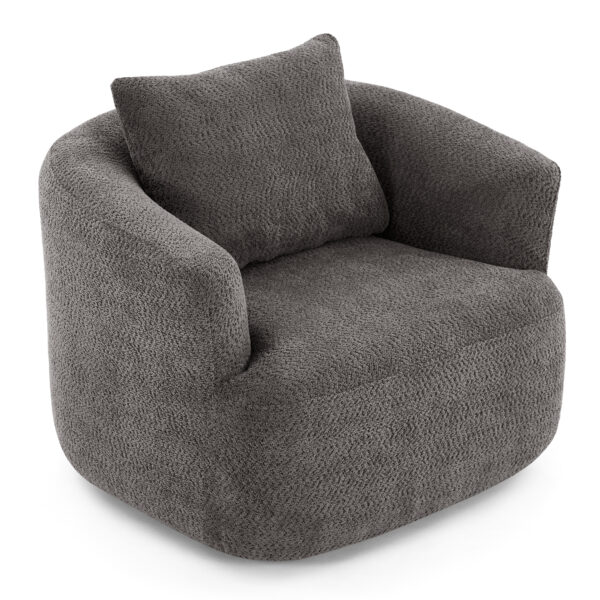 360° Swivel Chair, 38.2" Accent Chair Sofa, Upholstered Swivel Barrel Sofa Chair with a Throw Pillow for Living Room, Bedroom, Office and Hotel, Grey