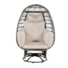 TREXM Outdoor Swivel Chair with Cushions, Rattan Egg Patio Chair with Rocking Function for Balcony, Poolside and Garden (Grey Wicker + Beige Cushion)
