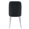 2 modern dining chairs, smooth PU leather backrest and silver-toned metal legs for a comfortable home experience for kitchens, bedrooms and offices.