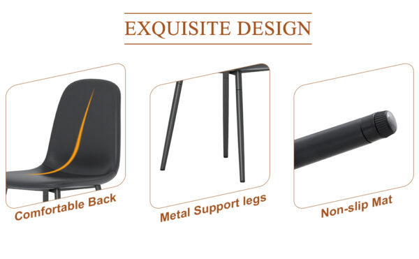 cebe0820193c4fc2b135d01cc871464c_c0aa29f326f62504cdb0ef5b72f0bc44 Modern Minimalist Black Dining Chair Set - Four Chairs per Box, Stable and Comfortable.Modern Mid-Century Style Upholstered Side Chairs,Spoon Shaped Chairs With Black Metal Legs.