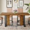 Table and chair set.67"x36" Wood-Textured MDF Dining Table Set with 4 Brown Fabric Chairs.MDF sticker,Wood colored texture sticker,Black C-tube dining chair legs,Suitable for kitchen,Dining room,etc.