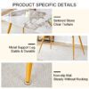 Modern minimalist dining table. White imitation marble pattern SINTERED STONE desktop with golden metal legs.62.2"*34.6"*30" F-001