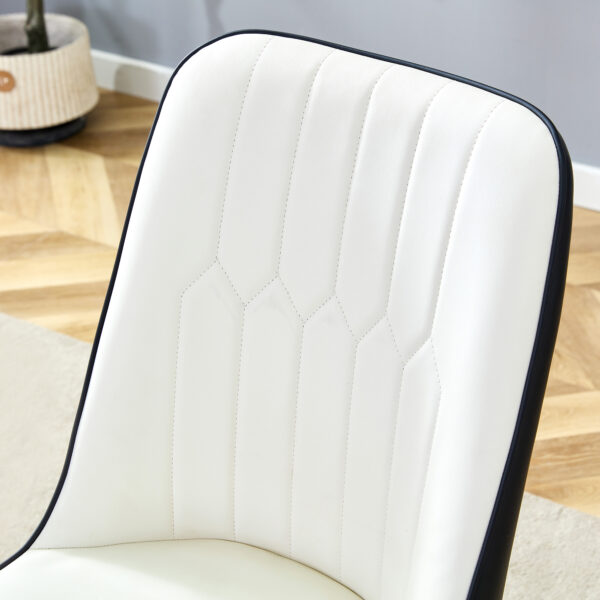 ceef7f58cff144b795526455eec26f53_b1dbfd7e22bf3afaf67677e8ff7bb2c6 Modern Two-Tone PU Dining Chairs - White and Black spliced chairs With Gold Decorated Legs.White and Black spliced,Black Metal Legs,Set of 4 chairs.