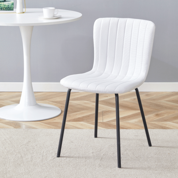 Luxury Minimalist Chairs - A set of 4 high quality dining chairs with black metal legs. The integral metal leg structure is suitable for various interior decoration styles.