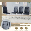 Table and chair set.63*31.4 Inch Luxurious Cold Jade Sintered Stone Dining Table Set - 6 Black High-quality PU Chairs With Arched Silver Metal Legs.Perfect For Dinner Room,Meeting Room,Kitchen,etc.