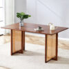 Chinese country retro solid wood dining table,simple modern imitation rattan dining table.Suitable for dining room, living room, office.Natural Style Walnut Solid Wood Dining Table.