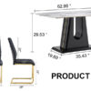 Table and chair set, modern and minimalist dining table, imitation marble patterned tabletop, MDF legs with U-shaped brackets. Paired with comfortable chairs, suitable for dining and living rooms.