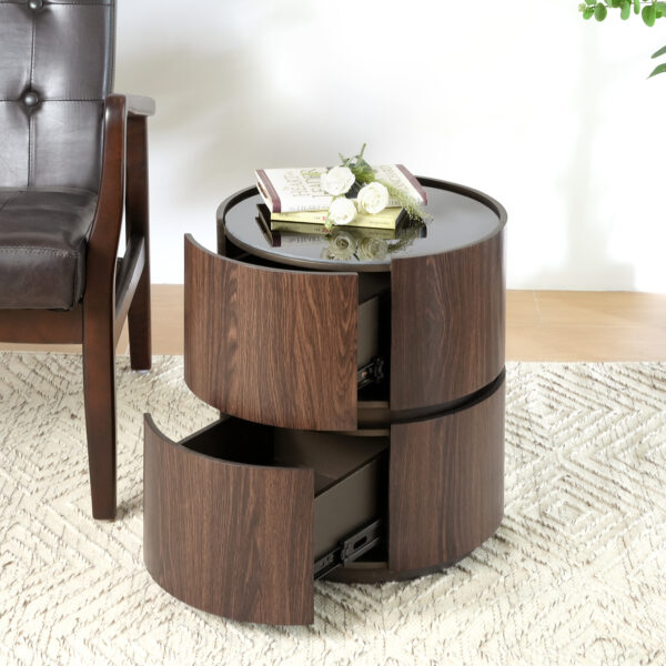 cfc9c989560d40d9820774ecb9784008_4860c49122604d466e5cbb696c96569f MDF ITALIAN HIGH-GRADE DOUBLE-LAYER STORAGE ROUND SIDE TABLE, BROWN AND BLACK COLOR