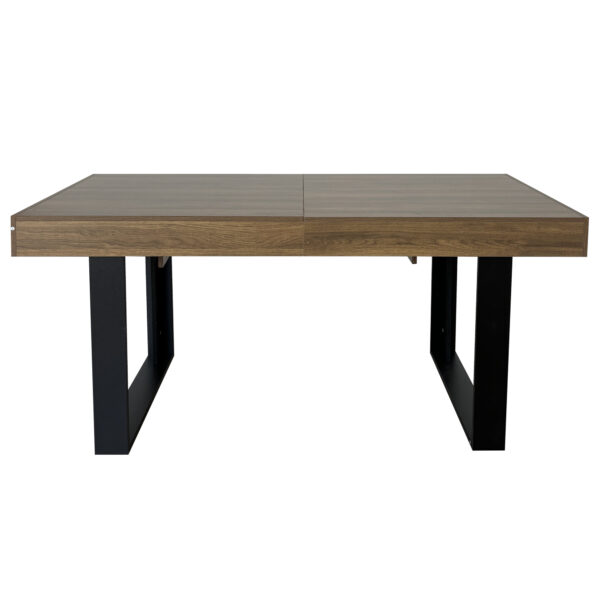 Rectangle extendable dining table for 6-10 people aged effect wood and black 160-200 cm