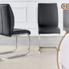 Table and chair set.63"*35.4" White Imitation Marble Pattern MDF Dining Table Set - 4 Soft and Comfortable Black PU Chair With Arched Metal Silver Leg.Create Your Exclusive Low-Key Luxury Space.