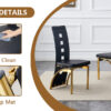 Table and chair set.63"*35.4" White Imitation Marble Pattern MDF Dining Table Set - 6 PU Chair With Black Saddleback, Geometric Pattern Backrest,Golen Curved Metal Leg..Suitable For Various Scenes.